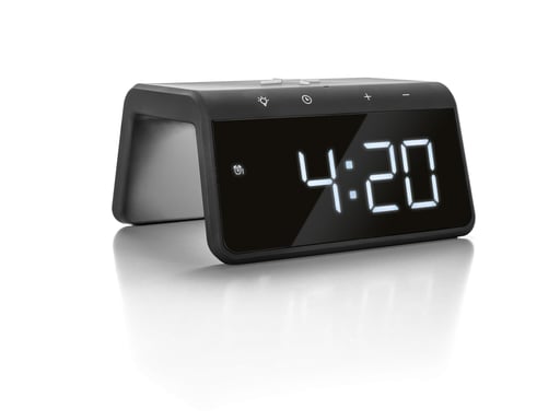 Jupiter Réveil Numérique avec chargeur sans fil - Double Réveil - Veilleuse et Lumière de Réveil (HCG019QI-BA)