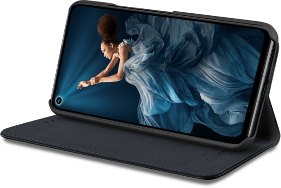 Coque clapet folio avec fente pour cartes & support pour Huawei Honor 20/ nova 5T, Noir