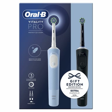 Spazzolino oscillante per adulti Oral-B Vitality Pro Duo Nero, Blu, Bianco