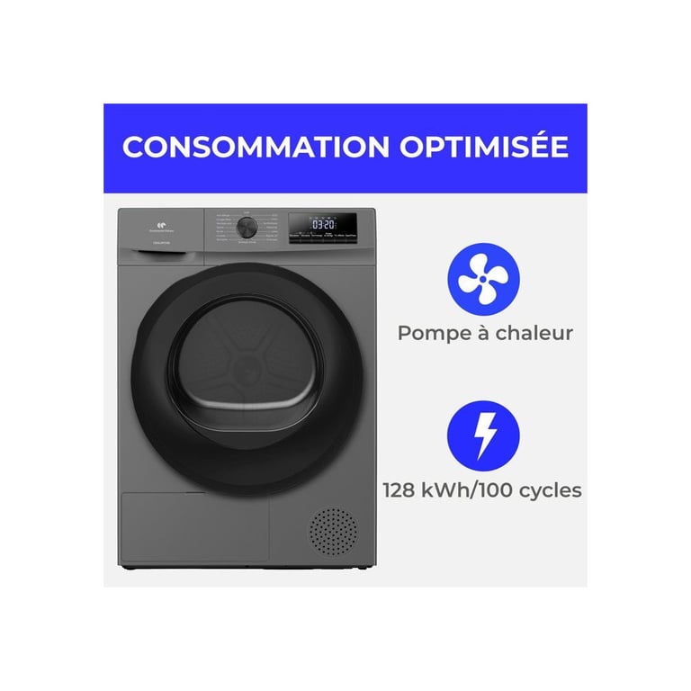 Sèche linge pompe à chaleur CONTINENTAL EDISON CESL9PCSD 9 kg L60cm Classe D - vue 4