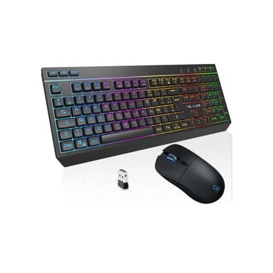 Pack gamer sans fil THE G-LAB COMBO TUNGSTEN EX Clavier compact AZERTY + Souris 3200 DPI Noir