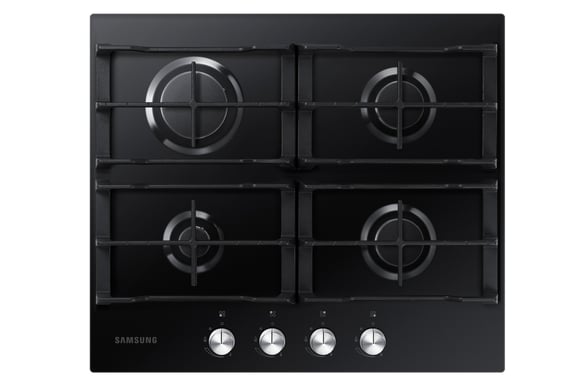 Table de cuisson à gaz encastrable 4 feux Samsung NA64H3010AK Verre noir - Neuf
