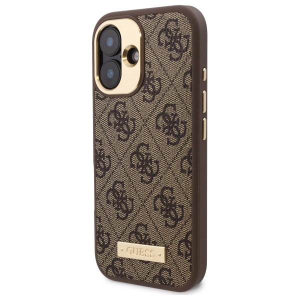 Coque pour iPhone 16 Guess Hardcase 4G Logo Plate MagSafe GUHMP16SU4GPRK - vue 4