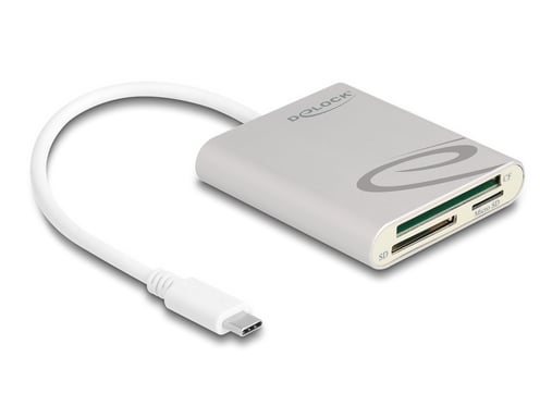 Lettore di schede USB Type-C DeLOCK per schede di memoria Compact Flash, SD o Micro SD
