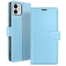 Zanaé Funda tipo cartera para iPhone 12 y 12 Pro con soporte y lengüeta magnética Azul Claro