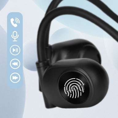 Écouteurs Sans Fil Sport Design Ouvert Tour de Cou Commandes Tactiles Noir