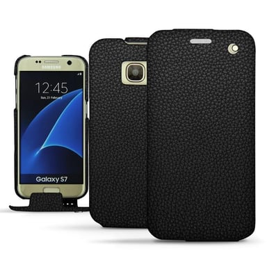Housse cuir Samsung Galaxy S7 - Rabat vertical - Noir - Cuir grainé