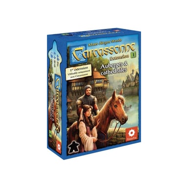 Extension Carcassonne ASMODEE N°1 Auberges & cathédrales - tuiles et éléments supplémentaires - bordure bleue