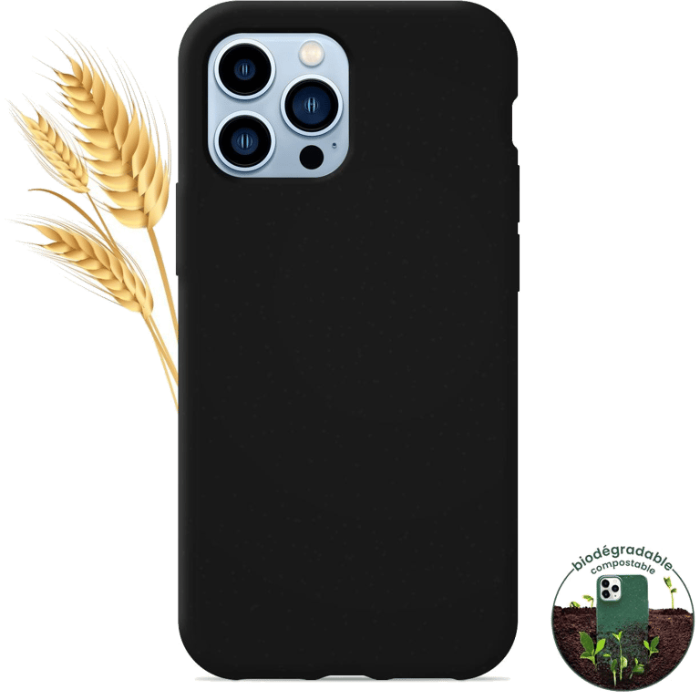 Coque silicone unie compatible Biodégradable Noir Apple iPhone 13 Pro