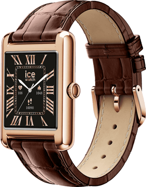 Montre ICE SMART TK 2.0 Rectangulaire avec Bracelet Cuir Rose Croco Marron Ice Watch