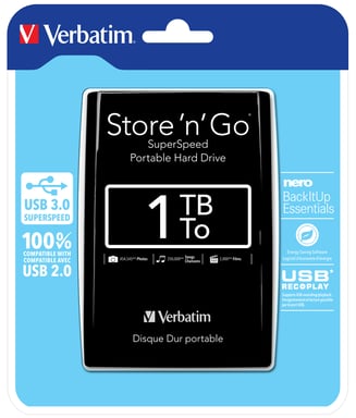 Verbatim Disque dur portable USB Store 'n' Go 3.0, 1 To, noir