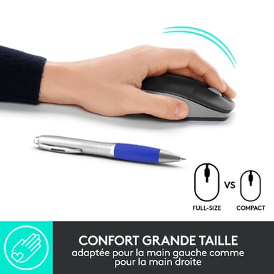 Mouse senza fili Logitech M190 a grandezza naturale