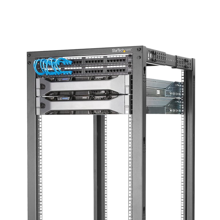 StarTech.com Rack Serveur Mobile 25U 4 Poteaux Rack Réseau 19 4 Poteaux avec Roulettes Rack Roulant avec Profondeur Ajustable pour PCAVDonnéesInformatique Roulettes Pieds de nivellement ou Fixation au Sol Neuf - vue 2