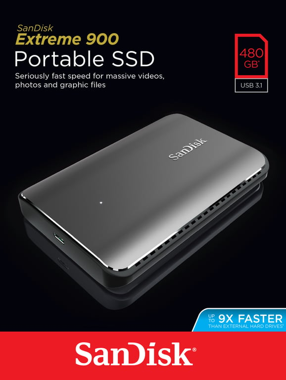 SanDisk Extreme 900 480 Go USB Type-C 3.2 Gen 2 (3.1 Gen 2) Noir - Neuf