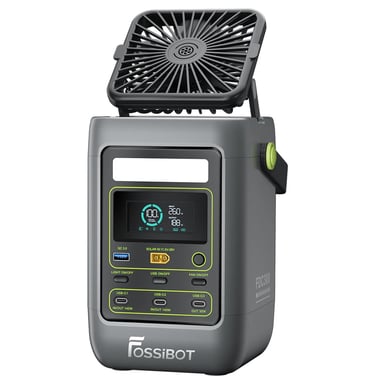 FOSSiBOT FDC300 Power Station portatile, batteria LiFePO4 da 288 Wh, doppia uscita ad alta potenza USB-C da 140 W, display HD intelligente, ventola di raffreddamento integrata, display HD intelligente