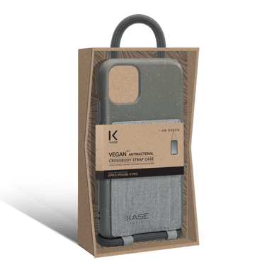 Bandolera orgánica vegana antibacteriana para Apple iPhone 11, gris lava