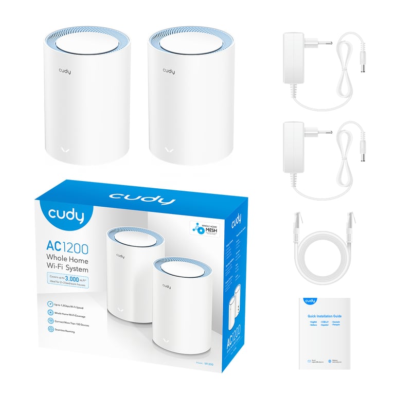 Cudy M1200 2 PACK système Wi Fi maillé Bi bande 2 4 GHz / 5 GHz Wi Fi 5 802.11ac 1 Interne Neuf - vue 2
