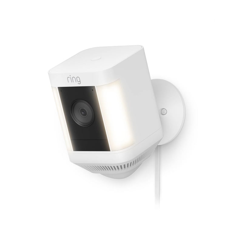 Ring Caméra Spotlight Plus sans fil Spotlight Cam Plus Battery | Caméra surveillance extérieure wifi vidéo HD audio bidirectionnel projecteurs LED | Essai Ring Home gratuit 30 j.