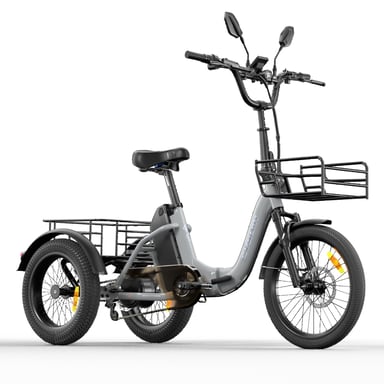 Tricycle cargo électrique CYSUM AG1 PRO, batterie 48 V 20 Ah, paniers avant et arrière, marche arrière