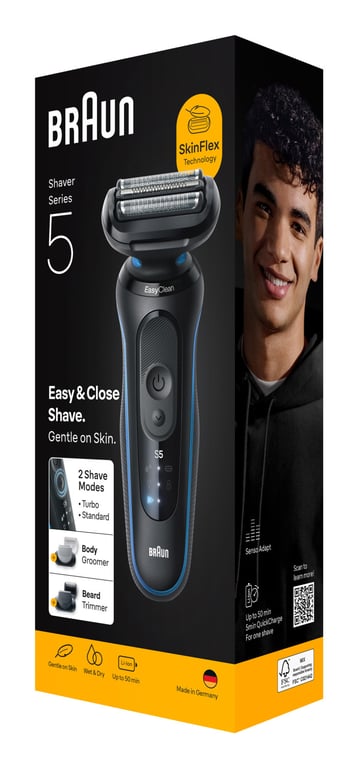 Braun Series 5 52 B1650S Rasoio Elettrico Wet&Dry Blu con Rifinitore - vue 4