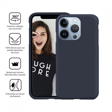 JAYM - Coque Silicone Premium Bleue pour Apple iPhone 13 Pro -100% Silicone et Microfibre - Renforcée et Ultra Doux