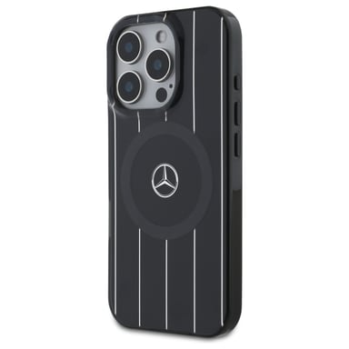 Étui Mercedes pour iPhone 16 Pro  6.3'' noir étui rigide MB Double Layer Crossed Lines MagSafe