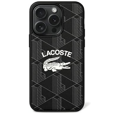 Étui Lacoste pour iPhone 15 Pro 6.1'' noir étui rigide Monogram Vintage Logo MagSafe