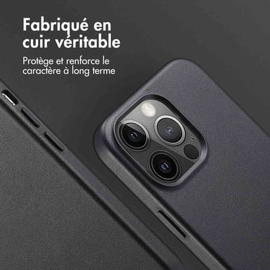 Accezz Coque arrière en cuir avec MagSafe pour Apple iPhone 13 Pro - Onyx Black