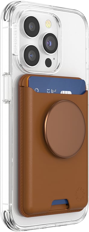 Porte cartes PopSockets PopWallet compatible MagSafe Cognac - vue 4