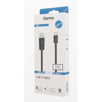 Câble USB-C, mâle USB-C - mâle USB-A, USB 3.2 Gen1, 5 Gbit/s, 0,25 m