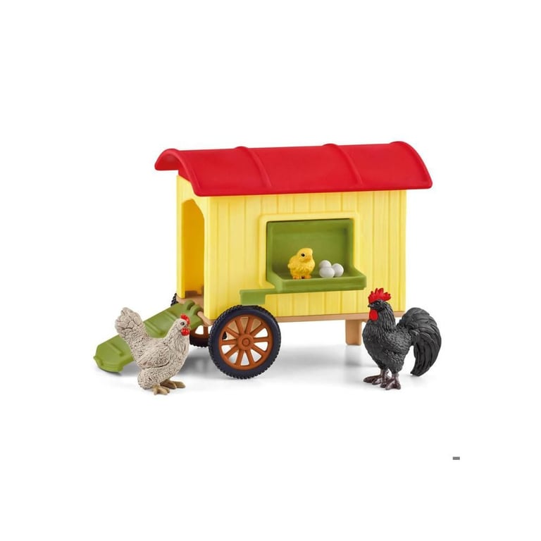 Playset poulailler mobile Schleich Farm World avec 3 figurines et œufs Jaune Neuf