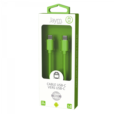Câble USB-C vers Type-C 3A - 1,5 mètres - Collection POP - Vert
