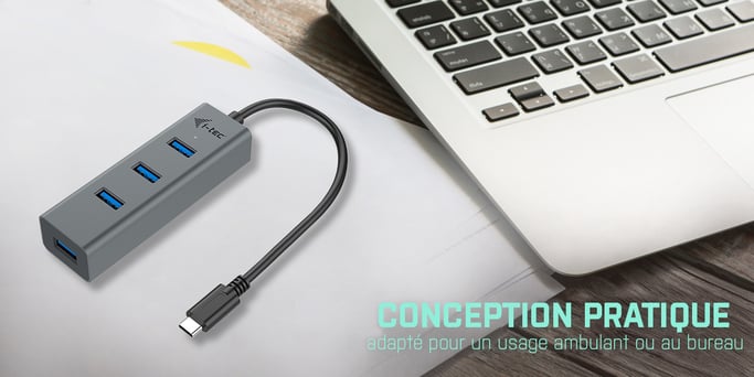 i-tec - HUB USB-C metálico de 4 puertos