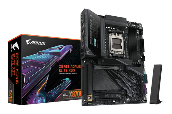 GIGABYTE X870E AORUS ELITE X3D Carte Mère – Prend en charge les processeurs AMD Ryzen 9000, VRM numérique 16+2+2 phases, jusqu'à 9000 Hz DDR5 (OC), 2 x PCIe 5.0 + 2 x PCIe 4.0, Wi-Fi 7, LAN 5 GbE, USB 4