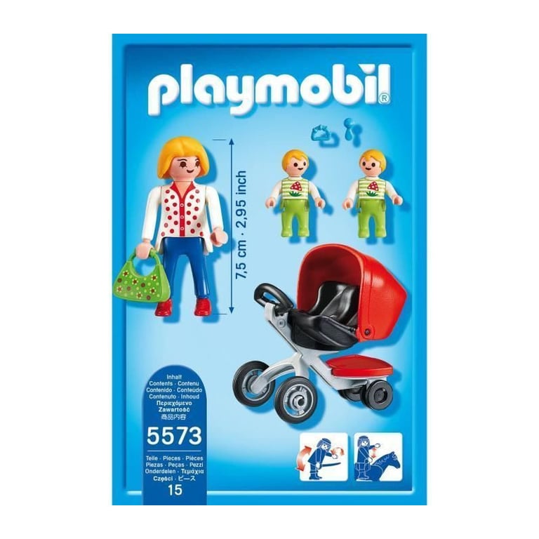 Maman Avec Jumeaux Et Landau 5573 Playmobil La Boîte - vue 3