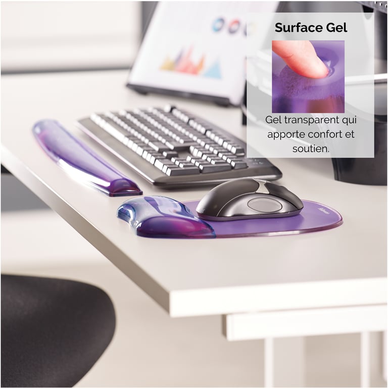Repose-Poignet Fellowes 9143703 – Gel Crystal, Anti-Tâche, Ergonomique - vue 2