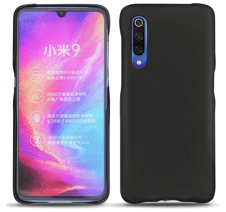 Coque cuir Xiaomi Mi 9 - Coque arrièreNoir