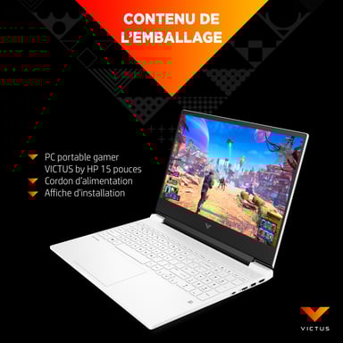 HP Victus Gaming 15-fa0085nf Ordinateur portable 39,6 cm (15.6'') Full HD Intel® Core i5 i5-12450H 16 Go DDR4-SDRAM 512 Go SSD NVIDIA GeForce RTX 3050 Wi-Fi 6 (802.11ax) Windows 11 Home Noir