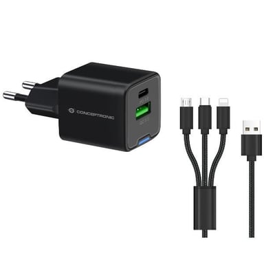 Conceptronic ALTHEA16B chargeur d'appareils mobiles Universel Noir Secteur Charge rapide Intérieure