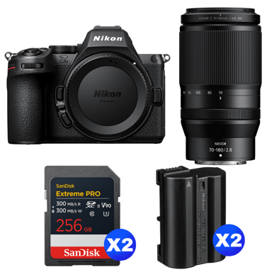 Cámara híbrida Nikon Z5 II + 70-180mm f/2.8 + 2 SanDisk 256GB Extreme PRO UHS-II + 2 Nikon EN-EL15c + Ebook ''20 consejos para fotos que impactan''