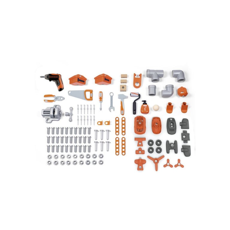 Smoby Atelier Enfant Black+decker Mega Center 100 Accessoires Bois Plastique Noir pour garçon - vue 6