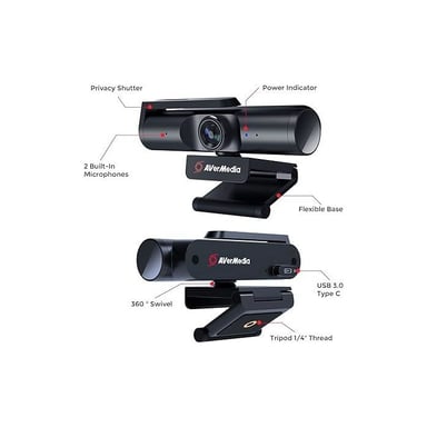 Webcam AVerMedia PW513 8 MP 3840 x 2160 píxeles USB-C Negra