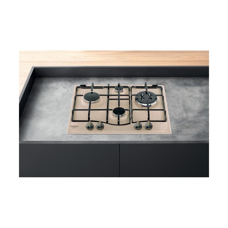 Cuisinière à gaz Hotpoint PC 640 T AV R HA émaillée avoine 4 brûleurs - vue 3