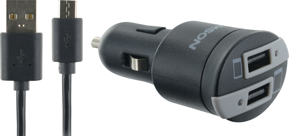 Chargeur allume-cigare Thomson 3.4A noir avec câble USB/micro USB