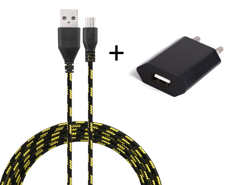 Pack Chargeur pour Manette Playstation 4 PS4 Smartphone Micro USB (Cable Tresse 3m Chargeur + Prise
