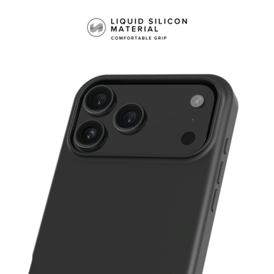 Carcasa antichoque de gel de silicona blanda con 55% de plástico reciclado para Apple iPhone 17 Pro Max, negro satinado