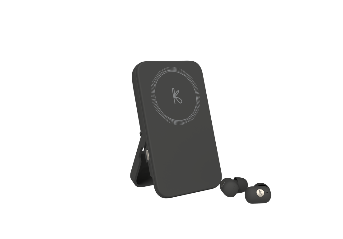 KREAFUNK ToCharge Go Chargeur Induction + Écouteurs Bluetooth – Station Qi écouteurs sans fil intégrés portable design premium Neuf