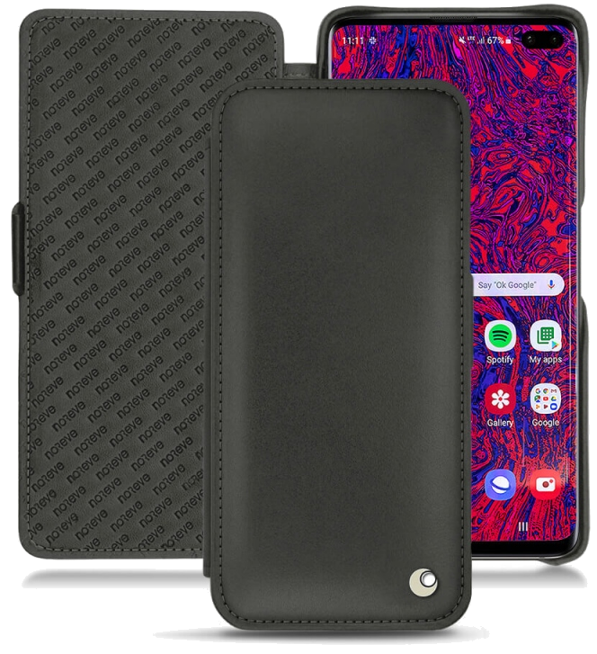 Housse cuir Samsung Galaxy S10+ - Rabat horizontalNoir