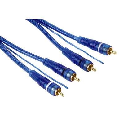 Câble RCA, 2 mâles - 2 mâles, ligne remote intégrée, 5m, Bleu