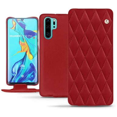 Housse cuir Huawei P30 Pro - Rabat vertical - Rouge - Cuir lisse couture